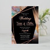 Moderne Opal Glitter Geometrische Lijst Wedding Folie Uitnodiging (Staand Voorkant)