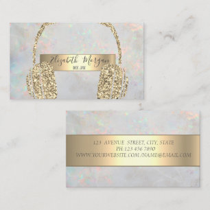 Moderne Opal Holografische Gouden Glitter Hoofdtel Visitekaartje