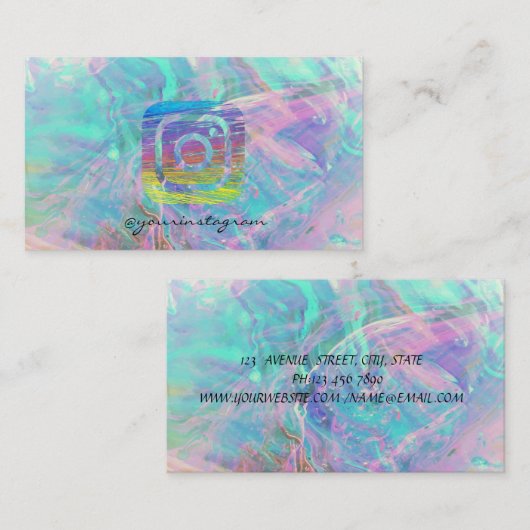 Moderne Opal Irideerend Instagram Sociale Media Visitekaartje (Voorkant / Achterkant)
