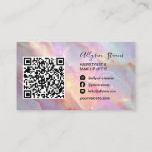 Moderne Opal Rainbow Glitter Foto QR Code Make-up Visitekaartje (Achterkant)