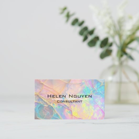 Moderne Opal Steen Gesimuleerde Hologram Gouden Ad Visitekaartje (Staand voorkant)