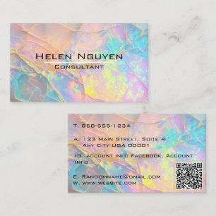 Moderne Opal Steen Gesimuleerde Hologram Gouden Ad Visitekaartje