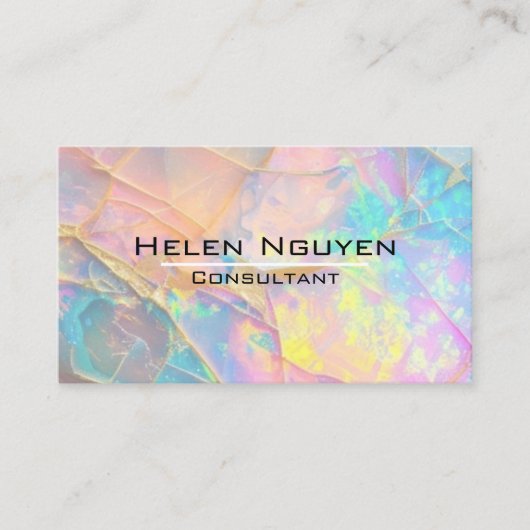 Moderne Opal Steen Gesimuleerde Hologram Gouden Ad Visitekaartje (Voorkant)