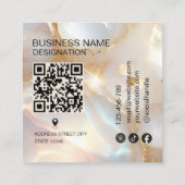 Moderne Opal steen monogram Qr Code Vierkante Visitekaartje (Achterkant)