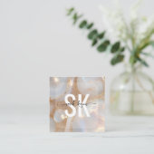 Moderne Opal steen monogram Qr Code Vierkante Visitekaartje (Staand voorkant)