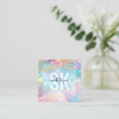 Moderne Opal-stenen holografisch monogram Qr-code Vierkante Visitekaartje (Staand voorkant)