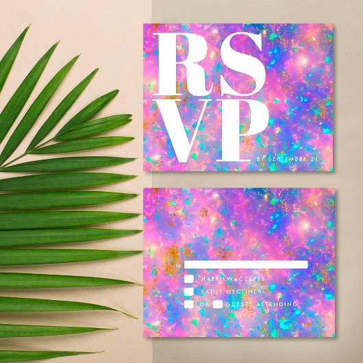 Moderne Opal Stone Bold Minimalistische Eenvoudige RSVP Kaartje