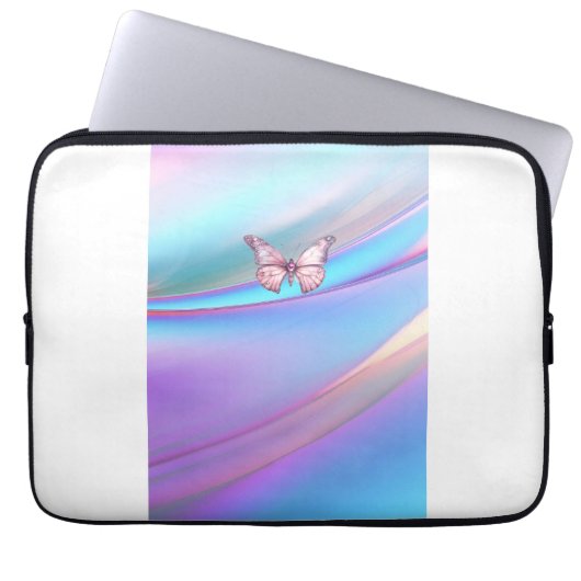 Moderne Opalescent Roze Vlinder Elektronicatas Laptop Sleeve (Voorkant)
