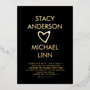 Moderne open hartslag - geperste Folie Uitnodiging