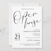 Moderne Open House in zwart-wit en witscript Kaart (Voorkant)