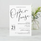 Moderne Open House in zwart-wit en witscript Kaart (Staand voorkant)