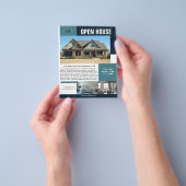 Moderne Open Huis 3 Foto Teal Aanpasbaar Flyer (Hand)
