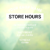 Moderne openingstijden Elegant Script Small Busine Raamsticker (Vel 3)