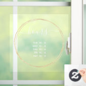 Moderne openingstijden Elegante gouden cirkel Raamsticker (Huis)