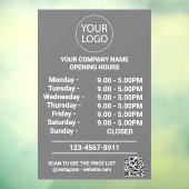 Moderne openingstijden Logo QR Code Grijs Raamsticker (Vel 3)