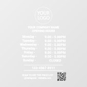 Moderne openingstijden Logo QR-code Raamsticker (Vel)