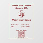 Moderne openingstijden QR code Salon Raamsticker (Vel)