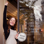Moderne openingsuren bedrijf met pauze logo raamsticker
