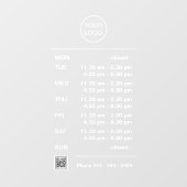 Moderne openingsuren bedrijf met pauze QR-code Raamsticker (Vel)