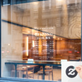 Moderne openingsuren bedrijfsnaam raamsticker (Cafe Raam)