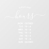 Moderne openingsuren Elegant script Klein bedrijf Raamsticker (Vel)