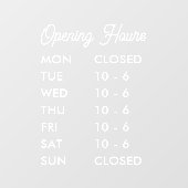 Moderne openingsuren Elegant script klein bedrijf Raamsticker (Vel)