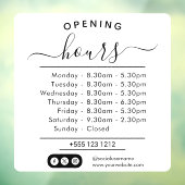 Moderne openingsuren Elegant script kleinbedrijf Raamsticker (Vel 3)