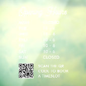 Moderne openingsuren QR-code script kleine bedrijv Raamsticker (Vel 3)