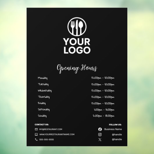 Moderne openingsuren van restaurants Social Media Raamsticker (Vel 3)