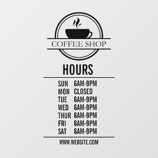 Moderne openingsuren voor restaurants of winkels raamsticker (Vel)