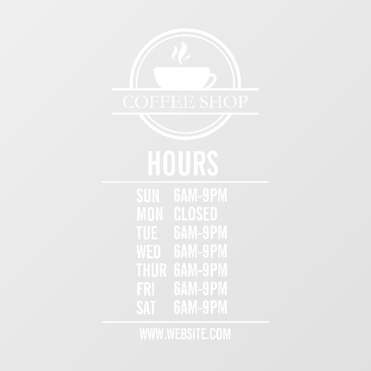 Moderne openingsuren voor restaurants of winkels raamsticker (Vel)