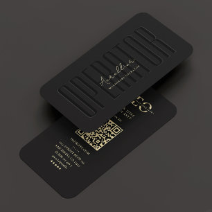 Moderne operator zware apparatuur zwart monogram Q Visitekaartje