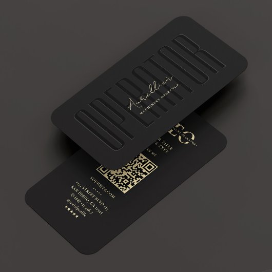 Moderne operator zware apparatuur zwart monogram Q Visitekaartje