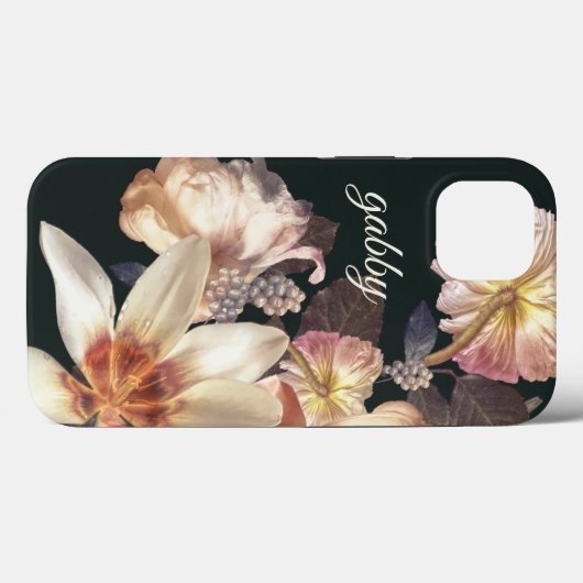 Moderne, opgerolde Big Florals | Aangepaste tekst Case-Mate iPhone Case (Achterkant (horizontaal))