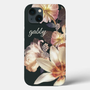 Moderne, opgerolde Big Florals   Aangepaste tekst Case-Mate iPhone Case