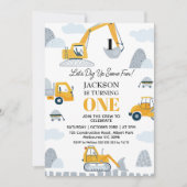 Moderne opgraven wat leuke constructie 1e verjaard kaart (Voorkant)