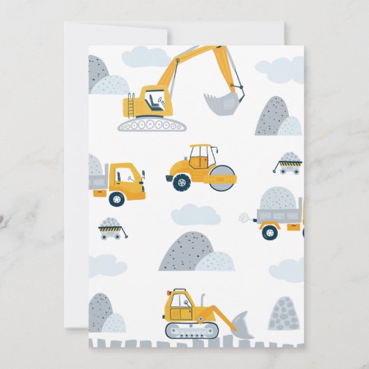 Moderne opgraven wat leuke constructie 1e verjaard kaart (Achterkant)