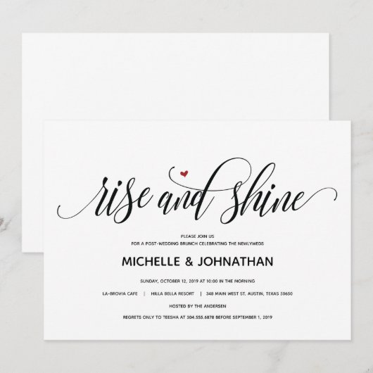 Moderne opkomst na de bruiloft en identiteitskaart kaart (Voorkant / Achterkant)