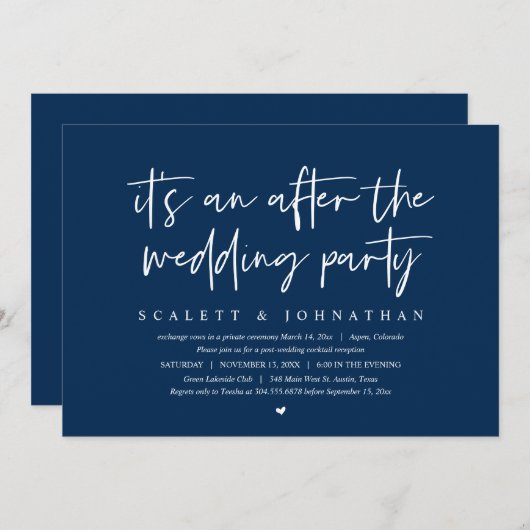 Moderne opkomst na de bruiloft kaart (Voorkant / Achterkant)