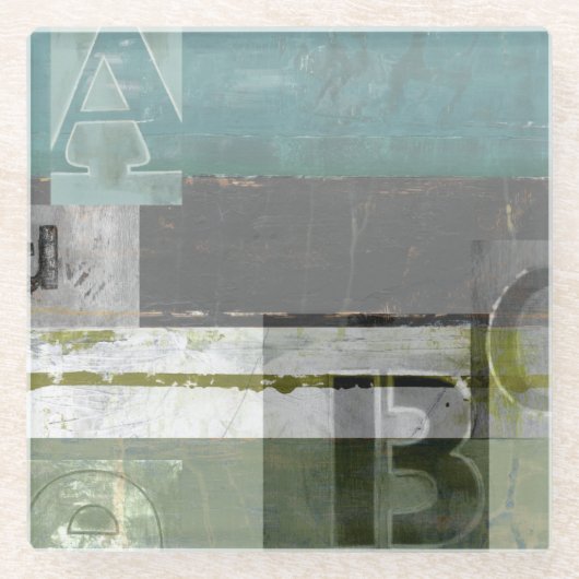 Moderne opmaak met geordende letters glazen onderzetter (Voorkant)