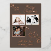 Moderne opslag - Echte Folie 3 Fotocollage Folie Feestdagenkaart (Voorkant)