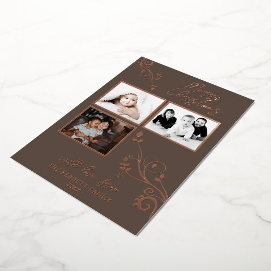 Moderne opslag - Echte Folie 3 Fotocollage Folie Feestdagenkaart (Gedraaid)
