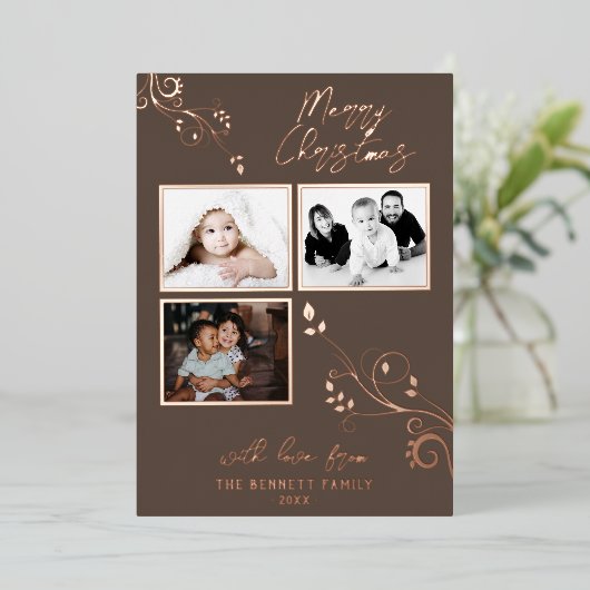Moderne opslag - Echte Folie 3 Fotocollage Folie Feestdagenkaart (Staand Voorkant)