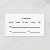 Moderne Optometrist Afspraak Business Cards Visitekaartje (Achterkant)