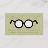 Moderne optometrist nerdy ronde zwarte bril visitekaartje (Voorkant)