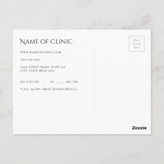 Moderne Optometrist Simple Eyeglasses Appointment Briefkaart (Achterkant)