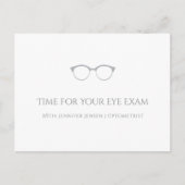 Moderne Optometrist Simple Eyeglasses Appointment Briefkaart (Voorkant)