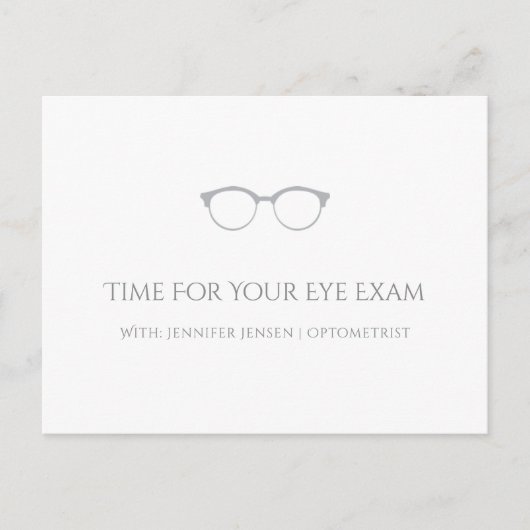 Moderne Optometrist Simple Eyeglasses Appointment Briefkaart (Voorkant)