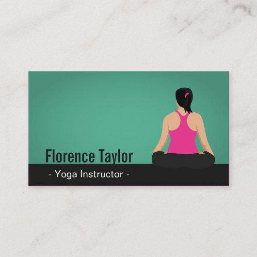 Moderne, opvallende, groene Yoga-instructeur Visitekaartje (Voorkant)