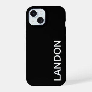 Moderne, opvallende zwarte witte tekst iPhone 15 case